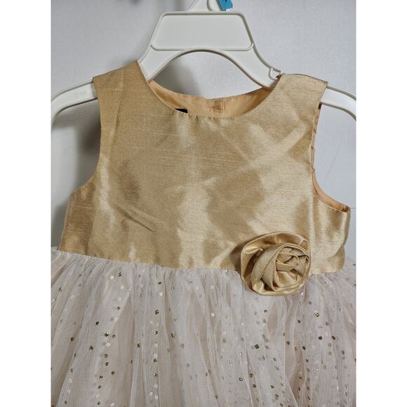 Holiday Editions Girl's Tan Gold Sparkle Dress Size 18M - Picture 2 of 12